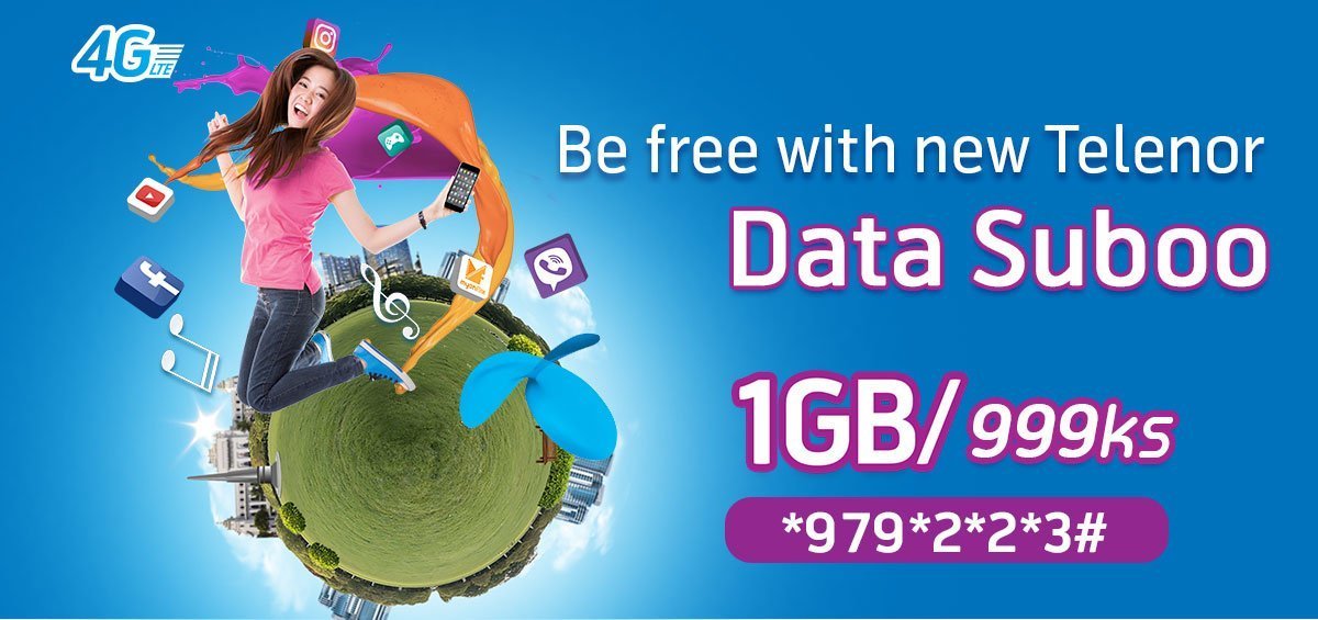 Telenor Myanmar Data Suboo Packs Internet 4G